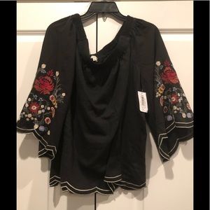 Super cute off the shoulder bell sleeve top